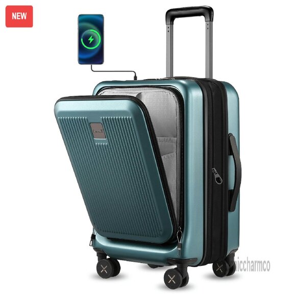 20 Inch Hard Shell Carry-On Luggage with USB Port & Front Pocket